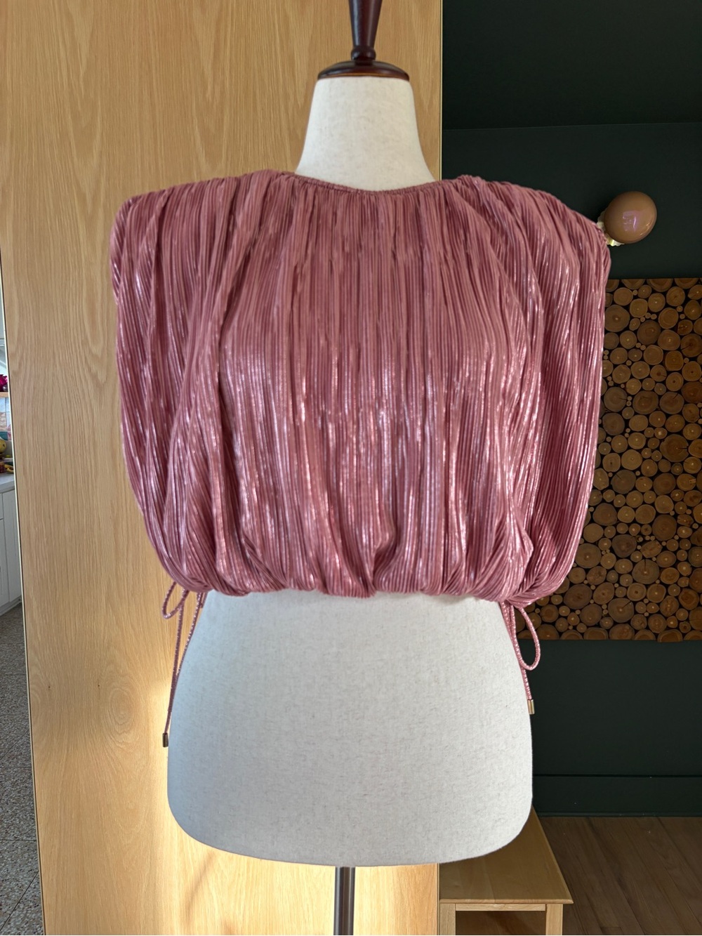 Pleated Mauve Metallic Top